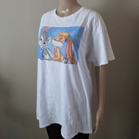 Space Jam Bunny Bugs Lola Cartoon White T-Shirt, Men's Large - Picture 2 of 5